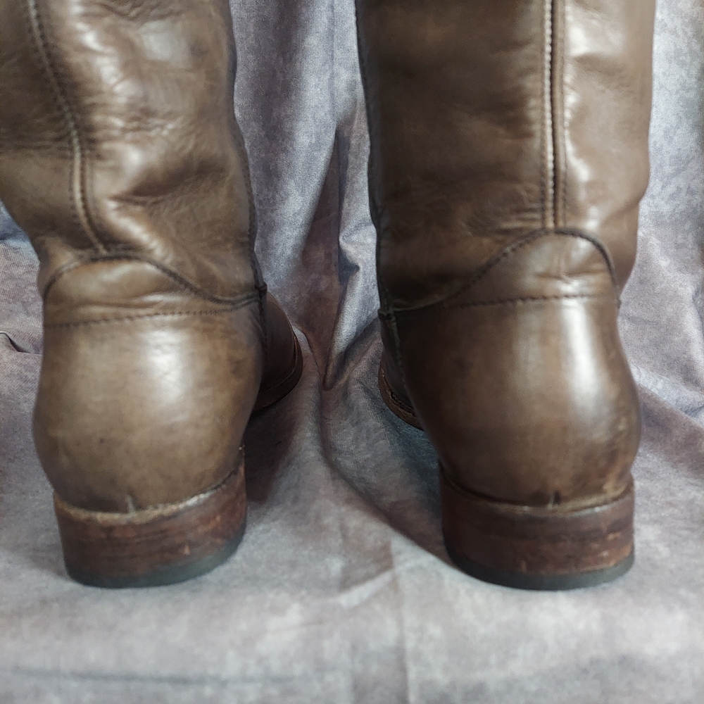 Frye Melissa Button Extended Calf Leather Riding Boots Cognac Brown Women's 9B - Picture 7 of 16